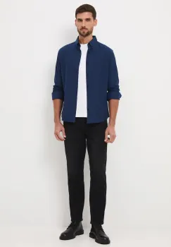 Medicine camasa culoarea albastru marin, cu guler button-down, slim imagine