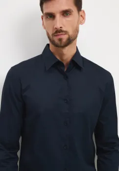 Medicine camasa culoarea albastru marin, cu guler clasic, slim imagine