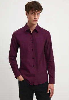 Medicine camasa culoarea bordo, cu guler clasic, slim imagine