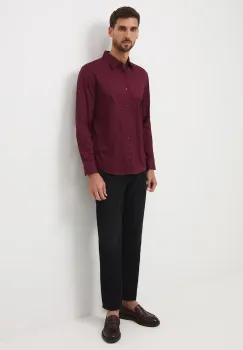 Medicine camasa culoarea bordo, cu guler clasic, slim imagine