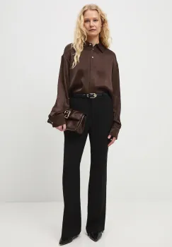 Medicine camasa culoarea maro, cu guler clasic, relaxed imagine