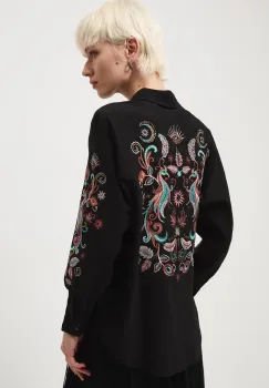 Medicine camasa culoarea negru, cu guler clasic, regular imagine