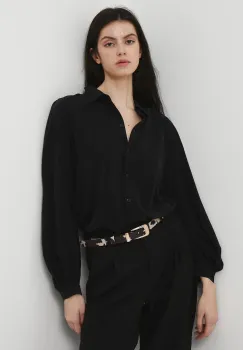 Medicine camasa culoarea negru, cu guler clasic, regular imagine
