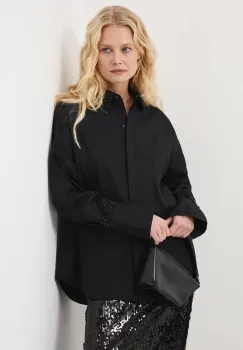 Medicine camasa culoarea negru, cu guler clasic, relaxed imagine