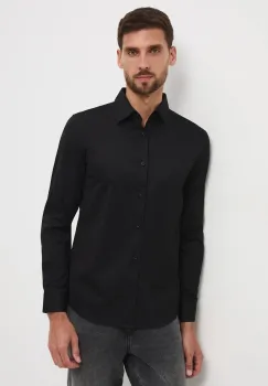 Medicine camasa culoarea negru, cu guler clasic, slim imagine