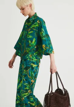 Medicine camasa culoarea verde, cu guler clasic, relaxed imagine