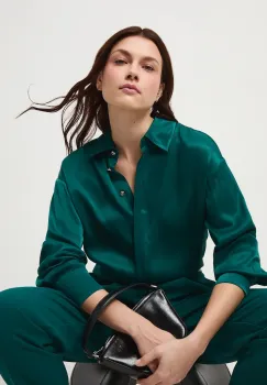 Medicine camasa culoarea verde, cu guler clasic, relaxed imagine