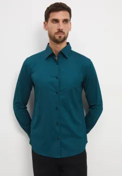 Medicine camasa culoarea verde, cu guler clasic, slim imagine