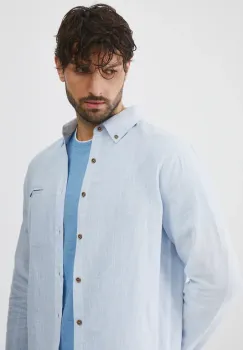 Medicine camasa de in barbati, cu guler button-down, regular imagine