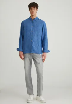 Medicine camasa de in barbati, cu guler button-down, regular imagine