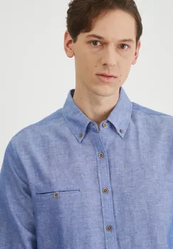 Medicine camasa de in barbati, cu guler button-down, regular imagine