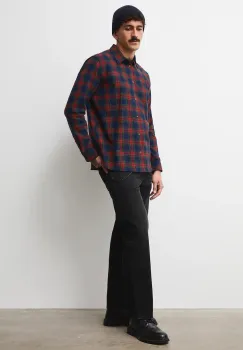 Medicine camasa din bumbac culoarea albastru marin, cu guler clasic, relaxed imagine