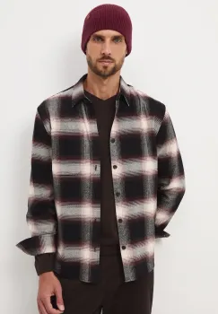 Medicine camasa din bumbac culoarea maro, cu guler clasic, relaxed imagine