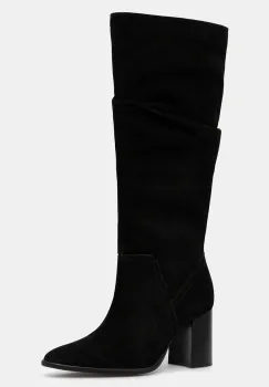 Medicine cizme din piele intoarsa culoarea negru, cu toc drept imagine