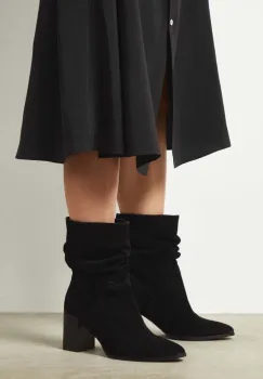 Medicine cizme din piele intoarsa culoarea negru, cu toc drept imagine