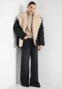 Medicine geaca biker culoarea negru, de iarna, oversize imagine