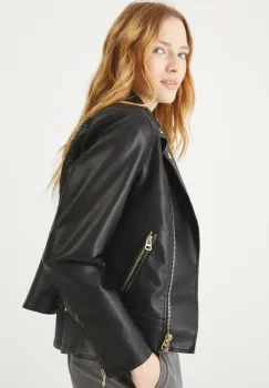 Medicine geaca biker culoarea negru, de tranzitie imagine