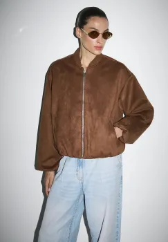 Medicine geaca bomber culoarea bej, de tranzitie imagine