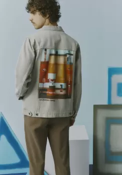 Medicine geaca de blugi din bumbac culoarea bej, de tranzitie imagine