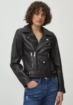 Medicine geaca de piele femei, culoarea negru, de tranzitie imagine