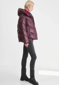 Medicine geaca de puf femei, culoarea bordo, de iarna imagine