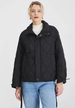 Medicine geaca femei, culoarea negru, de tranzitie, oversize imagine