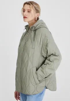 Medicine geaca femei, culoarea verde, de tranzitie, oversize imagine