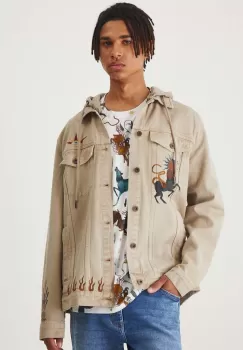 Medicine geaca jeans barbati, culoarea bej, de tranzitie imagine