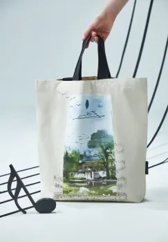 Medicine geanta de bumbac culoarea bej imagine