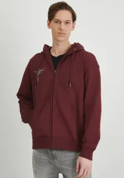 Medicine hanorac de bumbac barbati, culoarea bordo, cu gluga, cu imprimeu imagine