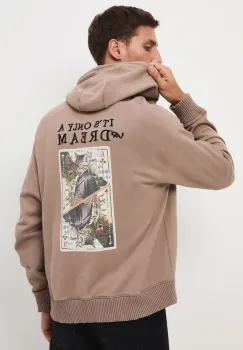 Medicine hanorac de bumbac culoarea maro, cu gluga, modelator imagine