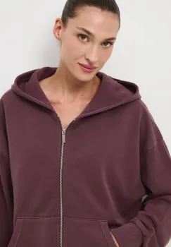 Medicine hanorac de bumbac culoarea violet, cu gluga, neted imagine