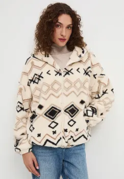 Medicine hanorac fleece culoarea bej, cu gluga, modelator imagine