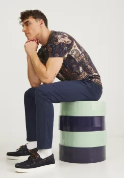 Medicine mocasini din piele intoarsa barbati, culoarea albastru marin imagine