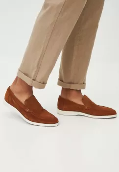 Medicine mocasini din piele intoarsa barbati, culoarea maro imagine
