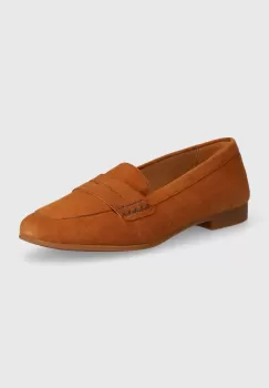 Medicine mocasini din piele intoarsa femei, culoarea maro, cu toc plat imagine