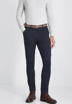 Medicine pantaloni barbati, culoarea albastru marin, cu fason chinos imagine
