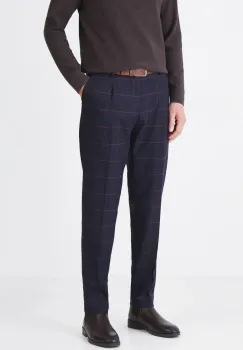 Medicine pantaloni barbati, culoarea albastru marin, cu fason chinos imagine