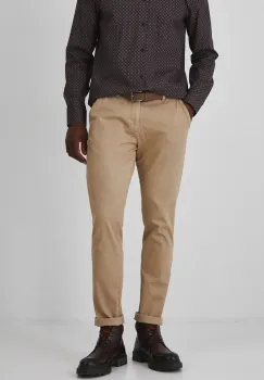Medicine pantaloni barbati, culoarea bej, cu fason chinos imagine