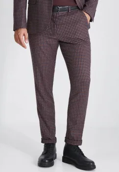 Medicine pantaloni barbati, culoarea bordo, cu fason chinos imagine