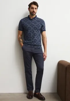 Medicine pantaloni culoarea albastru marin, cu fason chinos imagine