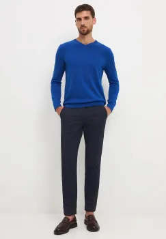 Medicine pantaloni culoarea albastru marin, cu fason chinos imagine