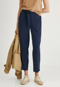 Medicine pantaloni culoarea albastru marin, fason chinos, medium waist imagine