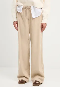 Medicine pantaloni culoarea bej, lat, medium waist imagine