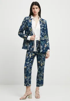 Medicine pantaloni culoarea bleumarin, fason chinos, medium waist imagine