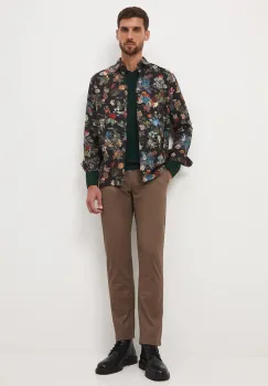 Medicine pantaloni culoarea maro, cu fason chinos imagine