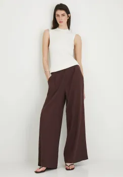Medicine pantaloni culoarea maro, lat, high waist imagine
