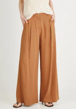 Medicine pantaloni culoarea maro, lat, medium waist imagine
