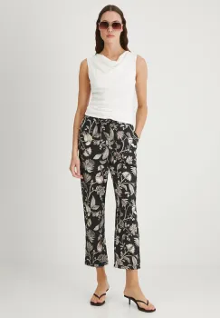 Medicine pantaloni culoarea negru, fason chinos, medium waist imagine