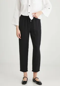 Medicine pantaloni culoarea negru, fason chinos, medium waist imagine